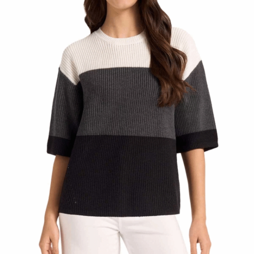 Matty M Women's Elbow Sleeve Colorblock Sweater - Picture 7 of 8
